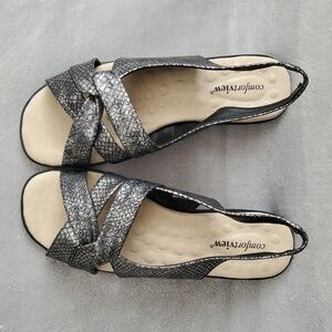 🆕️ COMFORTVIEW Pearl Silver Slingback Sandals SIZE: 8½WW